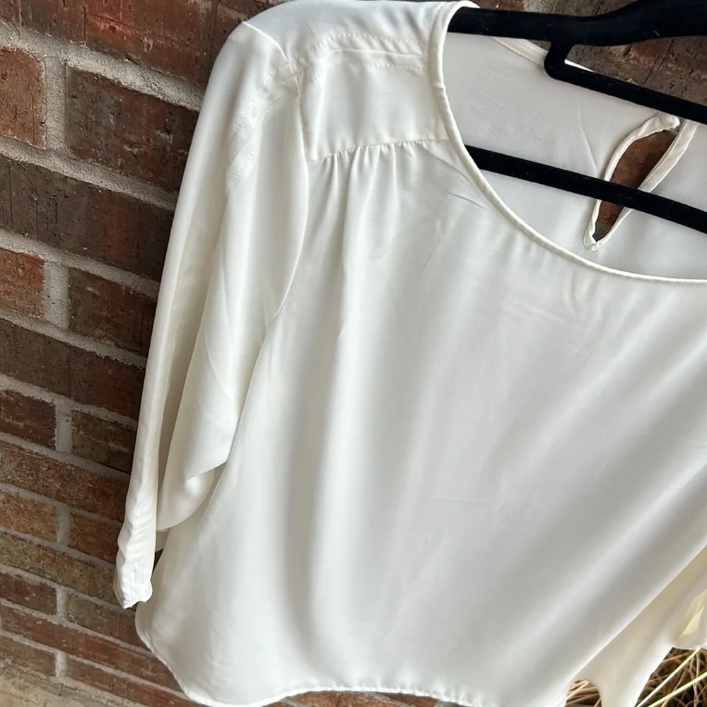 The Limited Ladies L Tall Cream Sheer Blouse